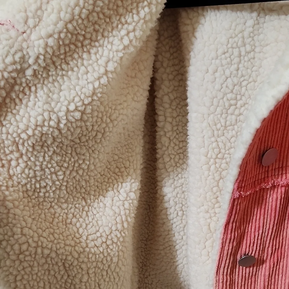 POL Pink and White Teddy Jacket with Sherpa Collar - Picture 7 of 15